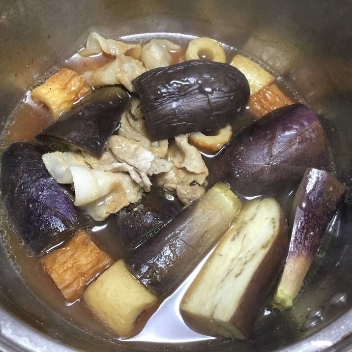 おつまみにナスとちくわと豚肉の煮浸し